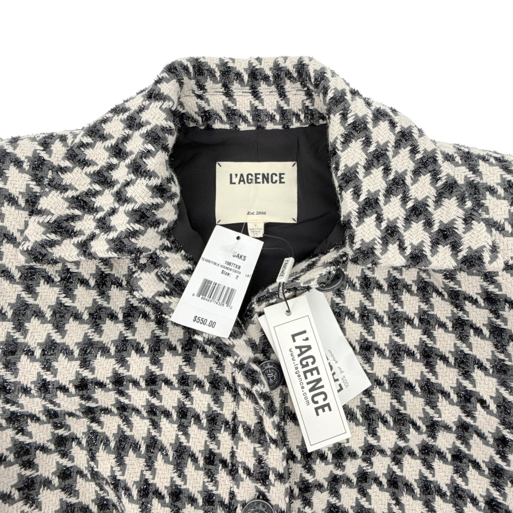 L'AGENCE Cove Crop Short Sleeve Jacket in Houndstooth 2