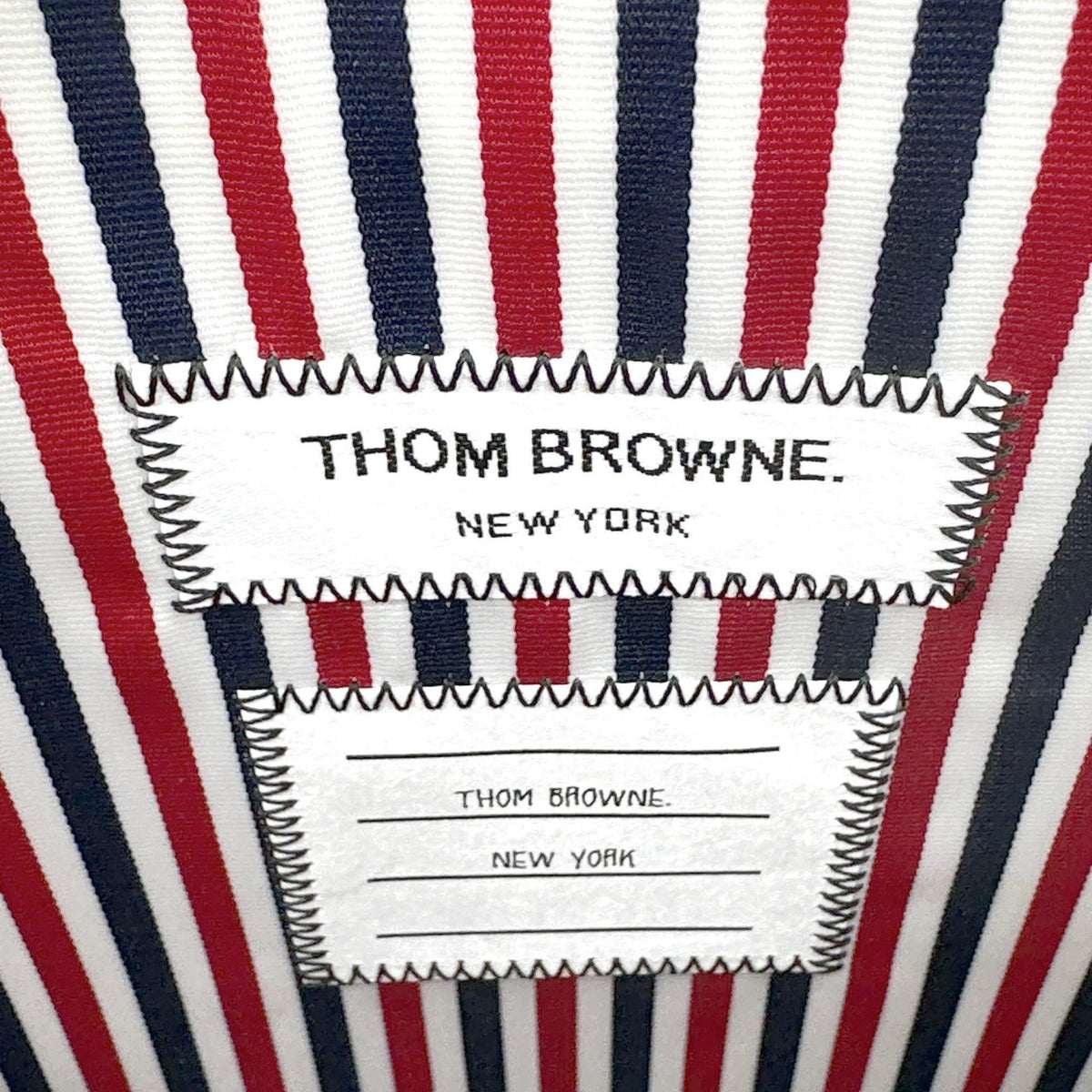 THOM BROWNE Black Soft Patent Leather Grosgrain 4-Bar Medium Document Holder