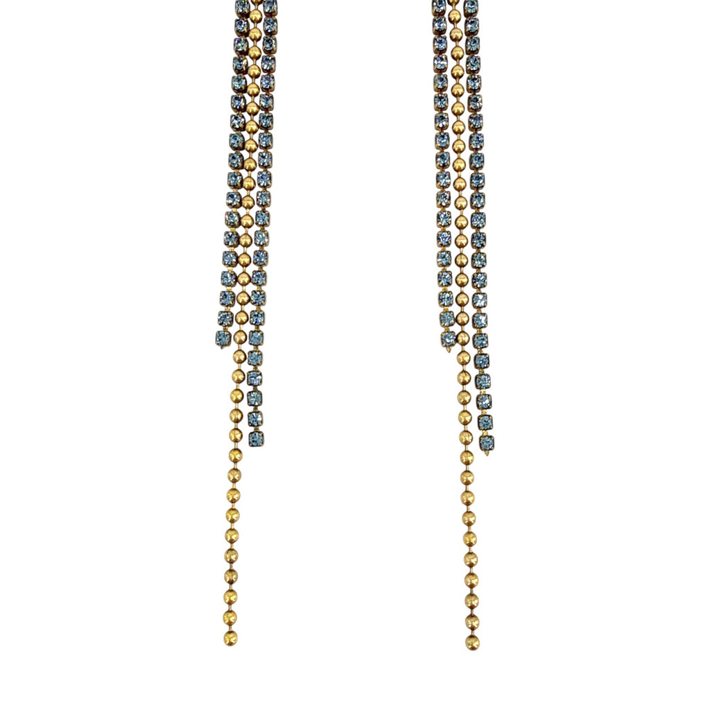 VIRGINS SAINTS & ANGELS VSA Resurrection Cross Chain Earrings in Gold & Blue