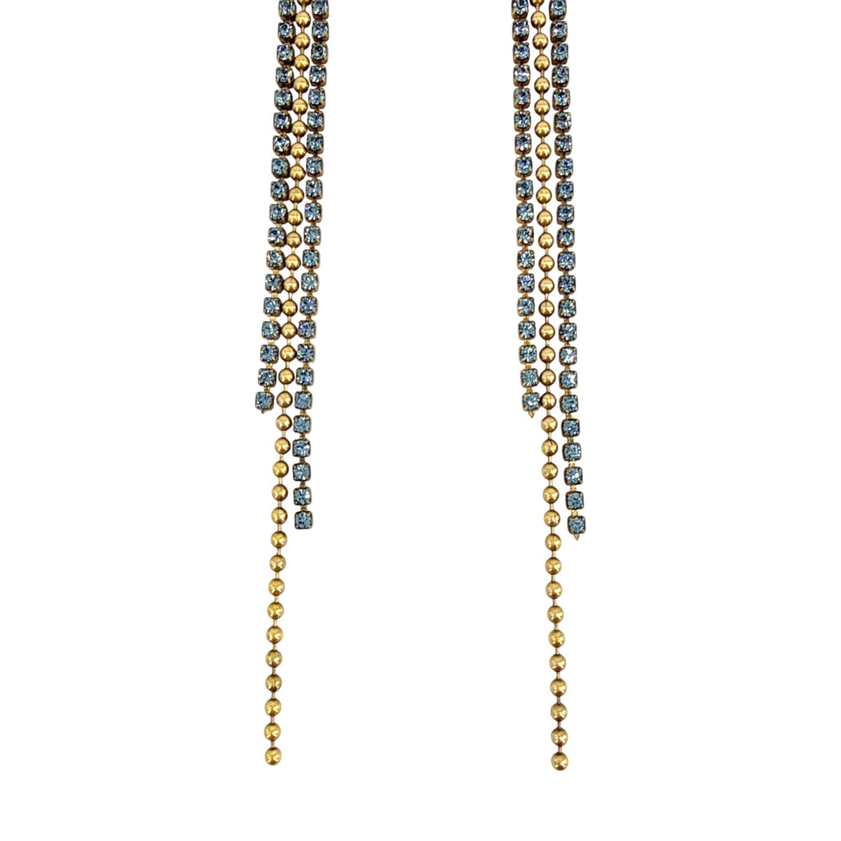 VIRGINS SAINTS & ANGELS VSA Resurrection Cross Chain Earrings in Gold & Blue