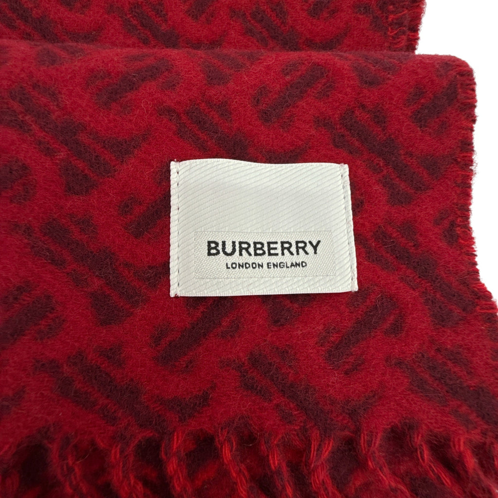 BURBERRY TB Motif Jacquard Cashmere Scarf in Red