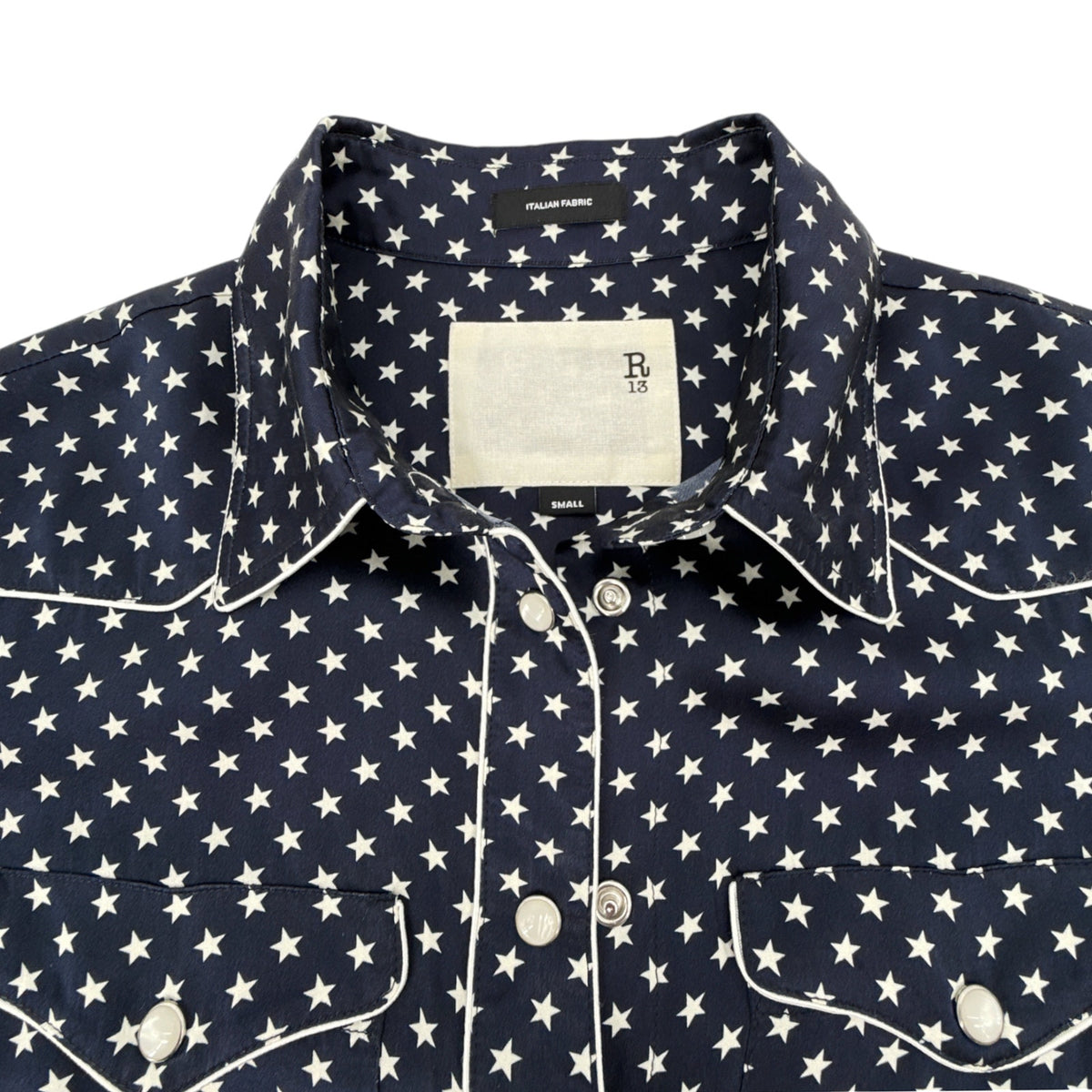 R13 Cowboy Dress in Silk Navy Star S