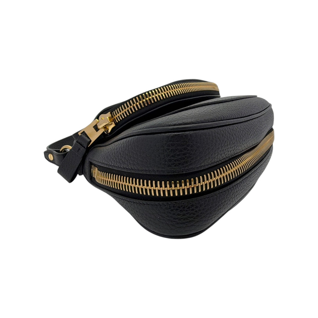TOM FORD Jennifer Medium Double Strap Bag in Black Grained Leather