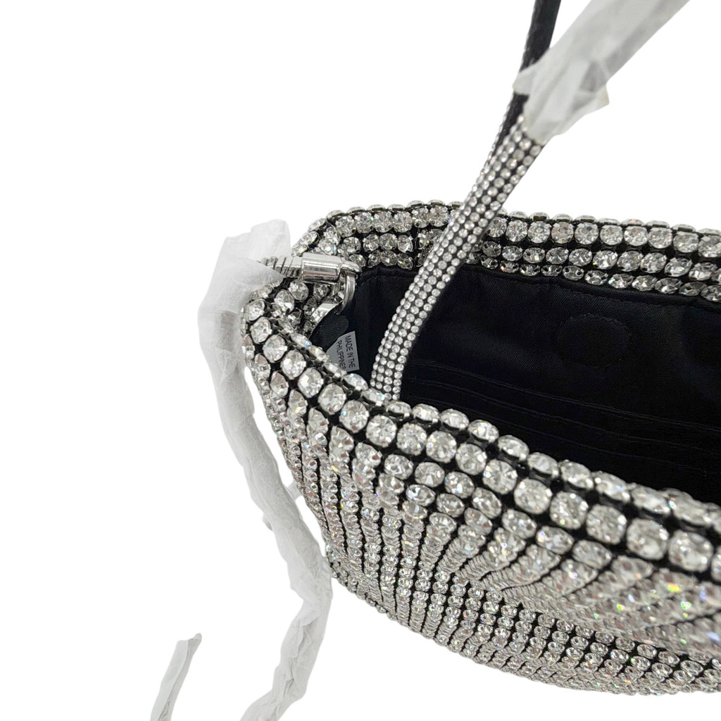 TORY BURCH Night Owl Crystal Embellished Mini Tote in Silver