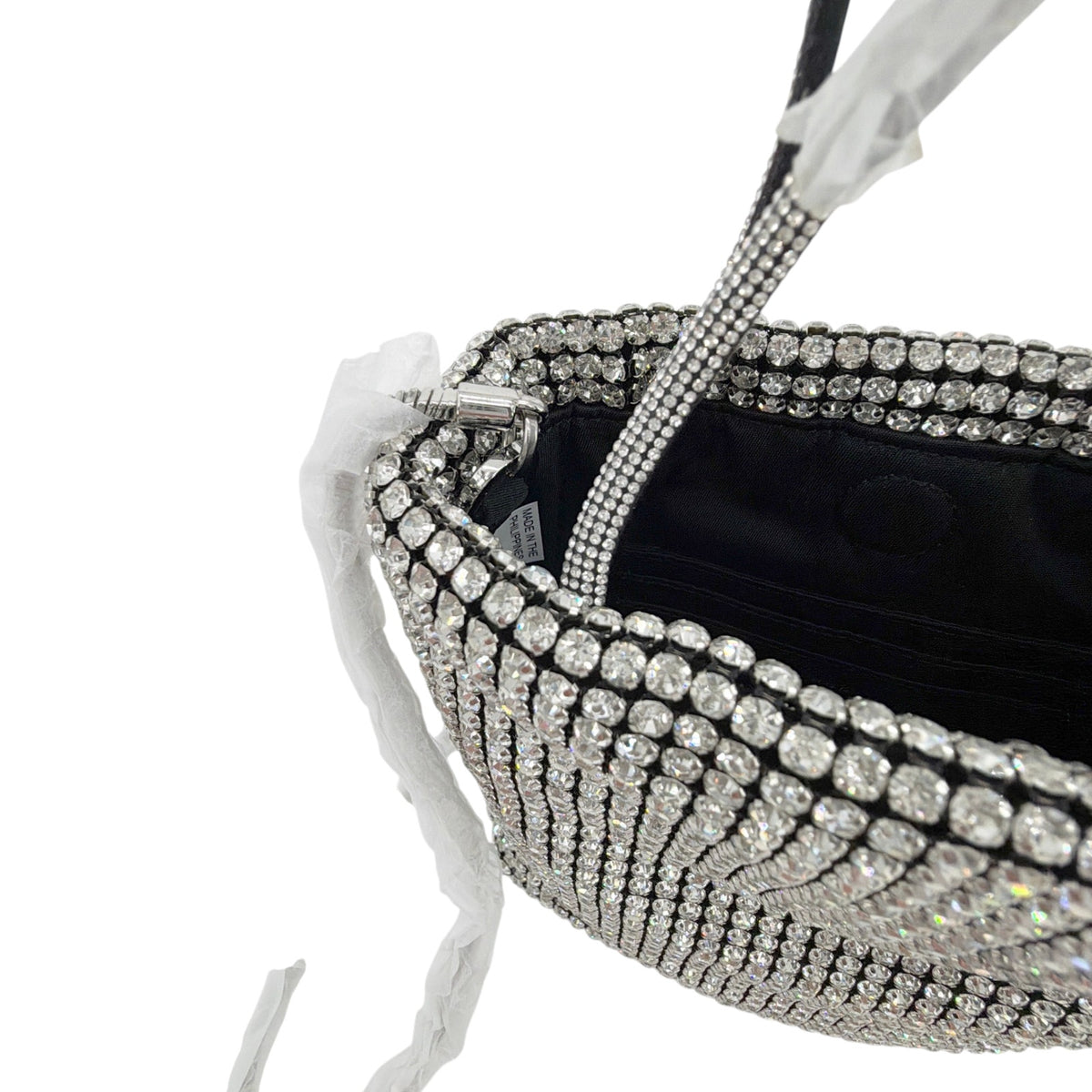 TORY BURCH Night Owl Crystal Embellished Mini Tote in Silver