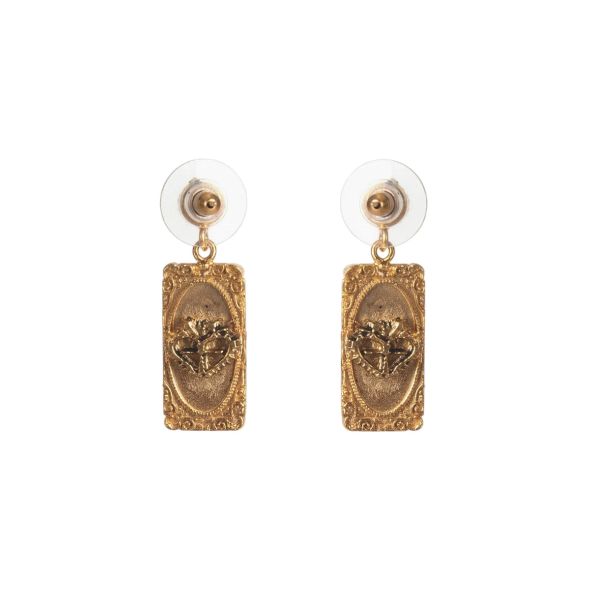 VIRGINS SAINTS & ANGELS VSA Retablo Rectangular Framed Earrings in Gold