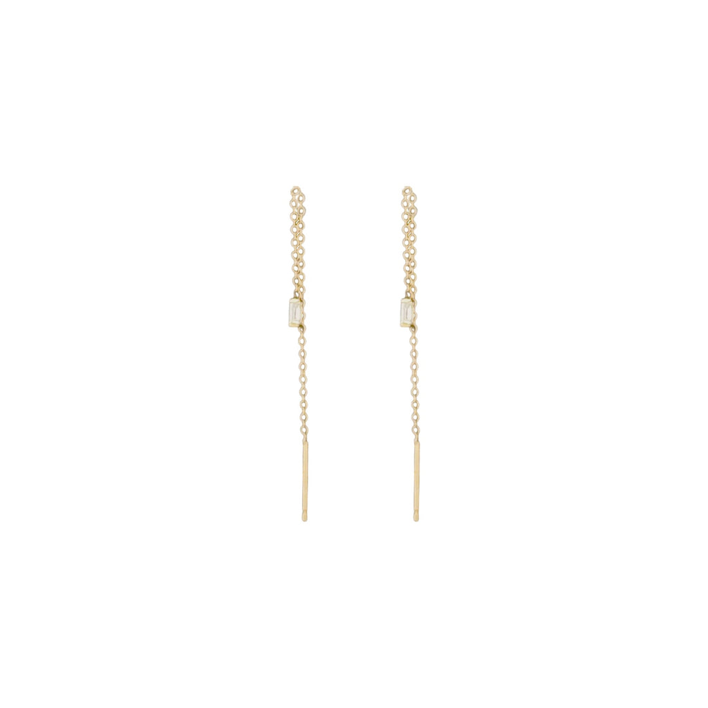 ZOE CHICCO 14k Gold Baguette Diamond Loop Threader Earrings