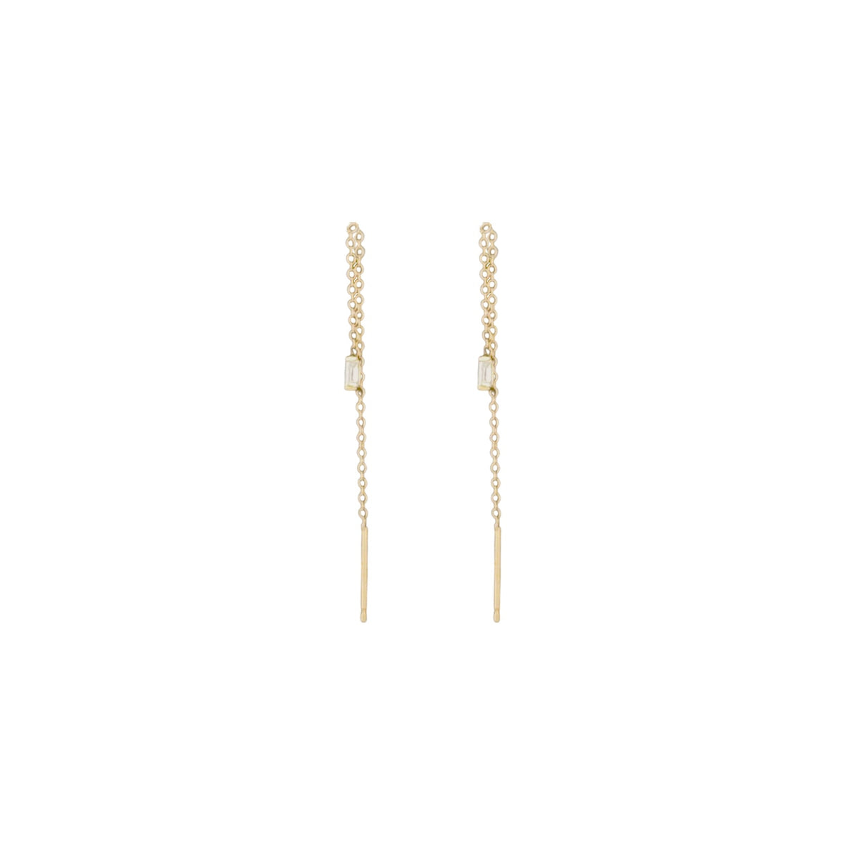 ZOE CHICCO 14k Gold Baguette Diamond Loop Threader Earrings