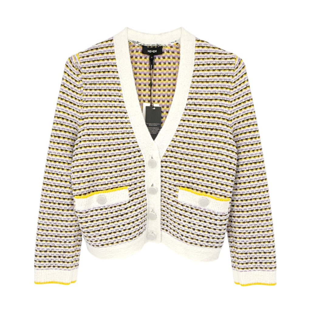 ME+EM Summer Jacquard 3/4 Sleeve Jacket in Cream Multi S