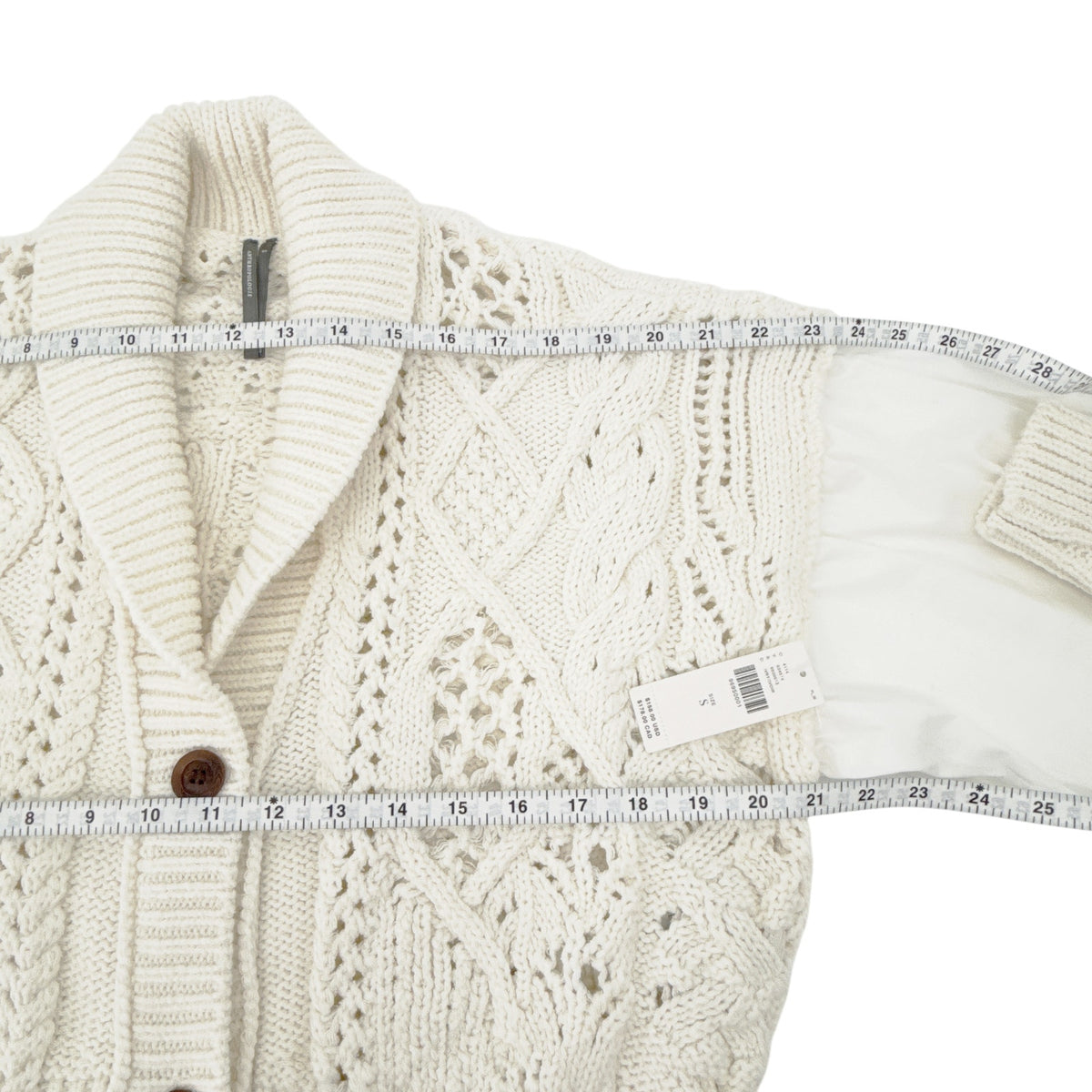 ANTHROPOLOGIE Balloon-Sleeve Twofer Cable-Knit Cardigan Sweater S