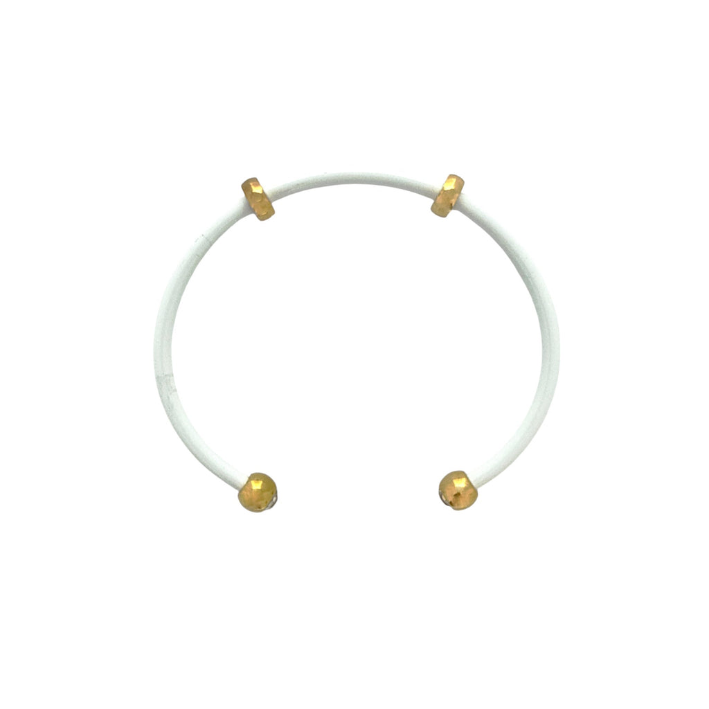 ALEX+ANI Bezel Stone Enamel Cuff White