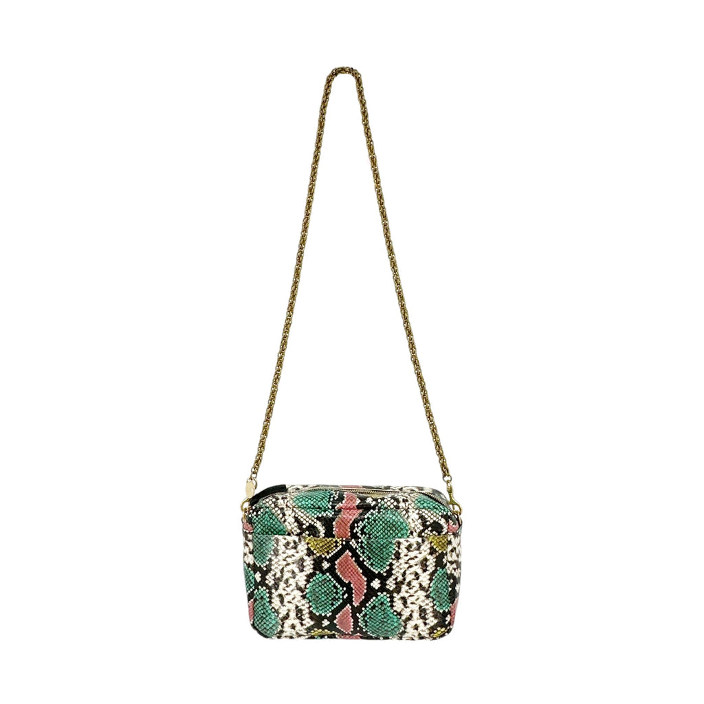 CLARE V. Marisol Bag Pastel Painted Snake with Chain Crossbody Strap