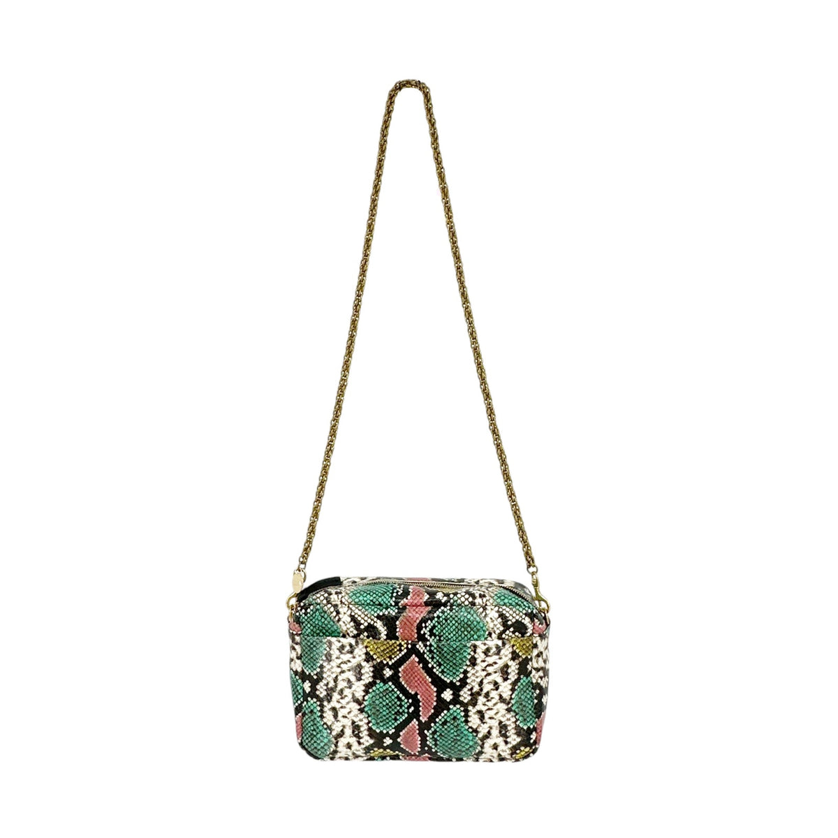 CLARE V. Marisol Bag Pastel Painted Snake with Chain Crossbody Strap