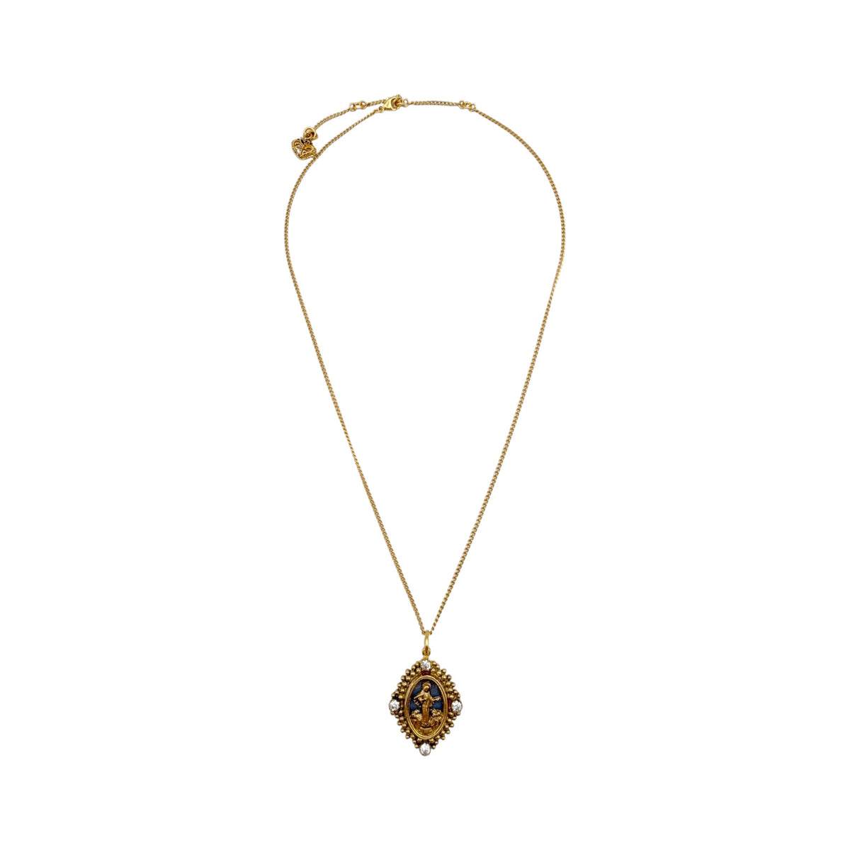 VSA Petite Oval Cloister Lady of Fatima Charm Necklace in Gold