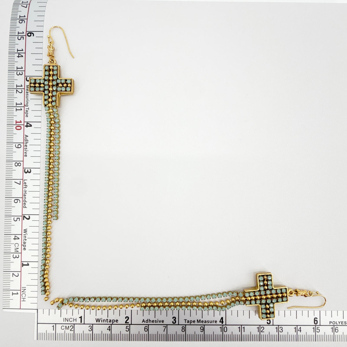 VIRGINS SAINTS & ANGELS VSA Resurrection Cross Chain Earrings in Gold