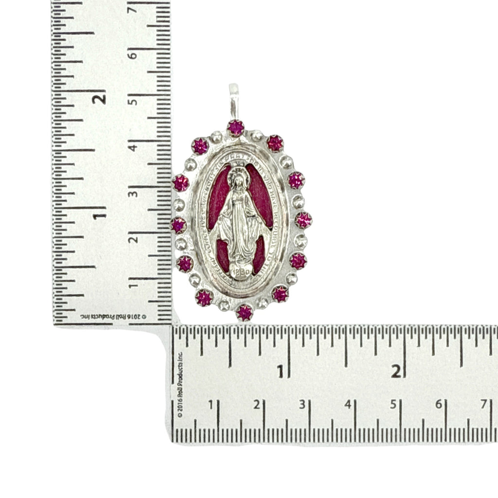 VIRGINS SAINTS & ANGELS VSA Milagrosa Medallion in Pink & Silver