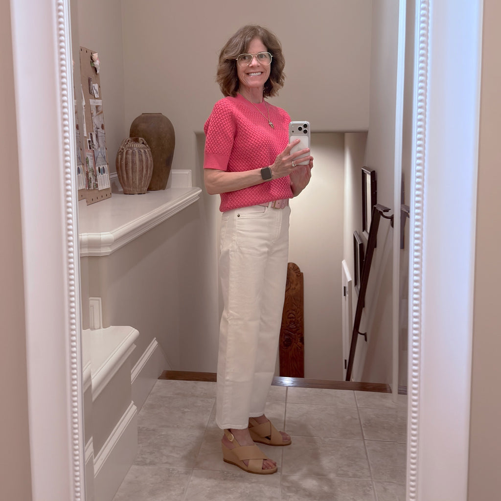 VARLEY Lucy Knit Top in Ibis Rose S