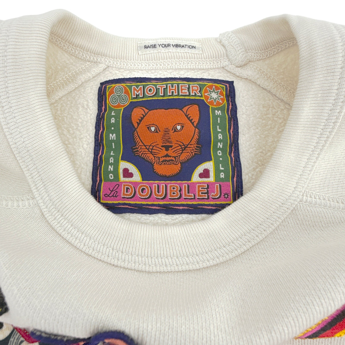 La DOUBLEJ x MOTHER The Biggie Concert Whisper White Patch It Up Sweatshirt S