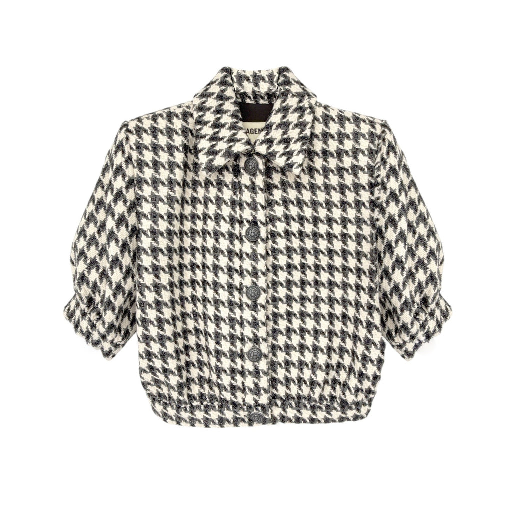 L'AGENCE Cove Crop Short Sleeve Jacket in Houndstooth 2