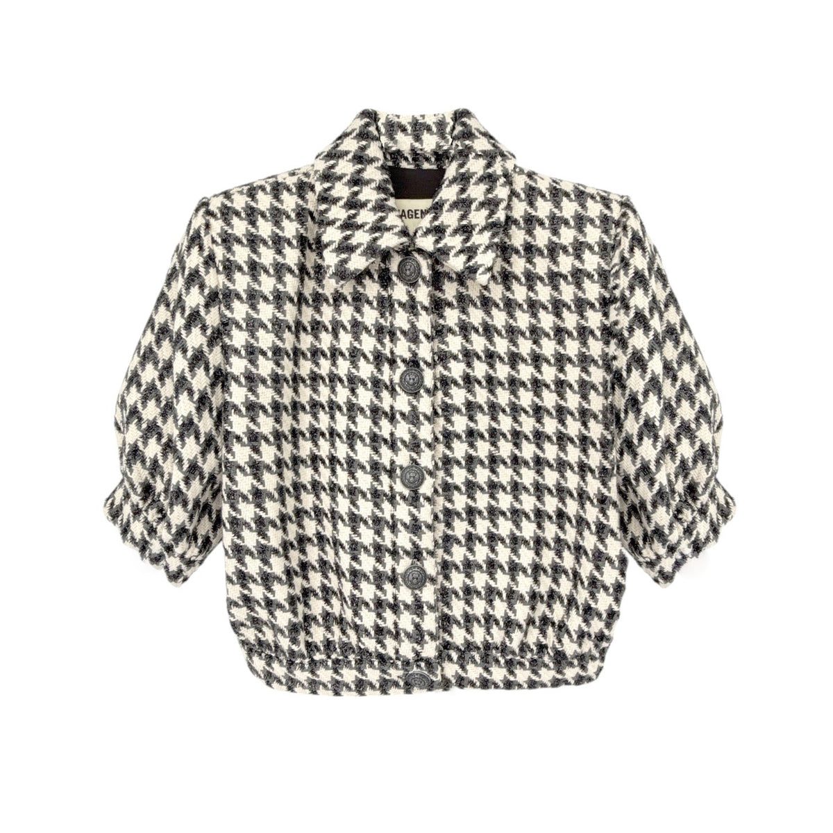 L'AGENCE Cove Crop Short Sleeve Jacket in Houndstooth 2