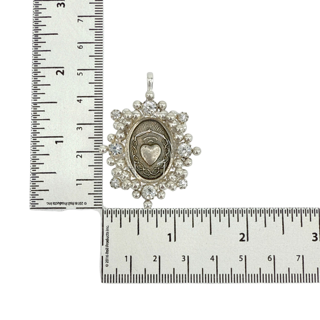 VIRGINS SAINTS & ANGELS VSA Medallion Oval Cloister Sacred Heart in Silver