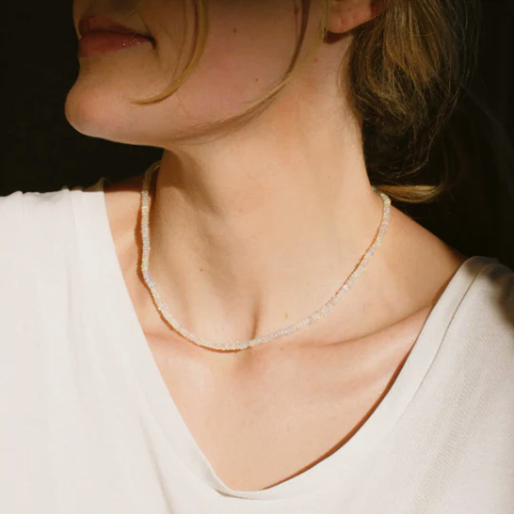 THE SILVER WREN Ethiopian Opal Beaded Necklace