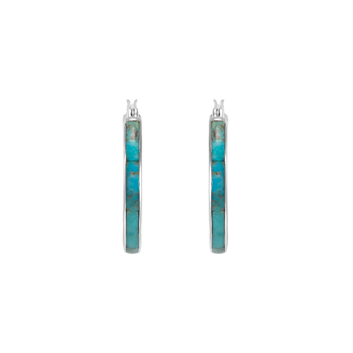 SILPADA Beginner's Luck Silver Compressed Turquoise Hoop Earrings
