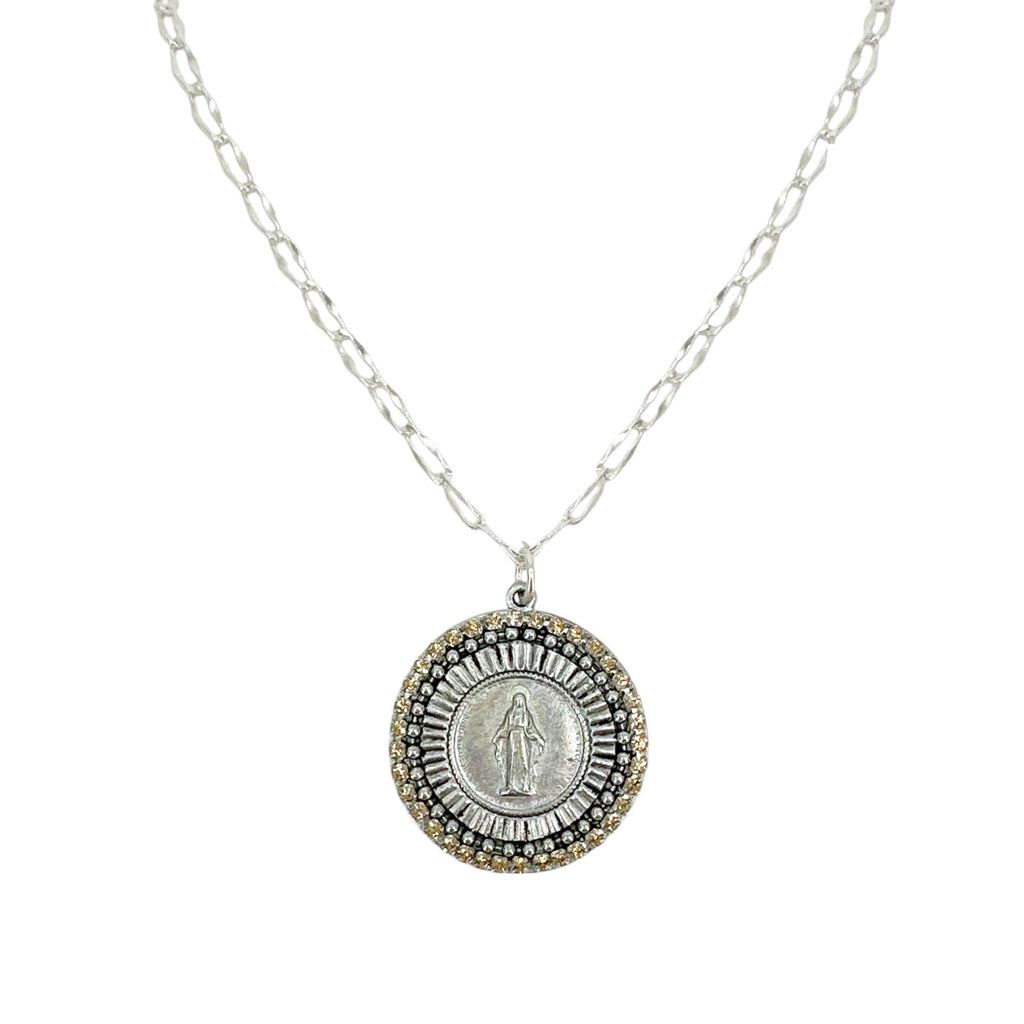 VSA Disco Virgin Charm Necklace Silver & Topaz