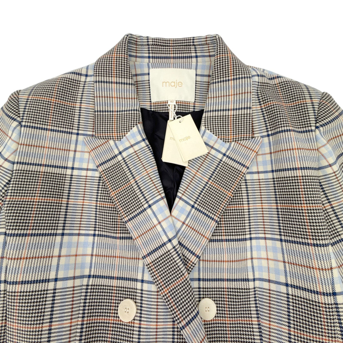 MAJE Vika Plaid Button Blazer FR|EU42 | XL