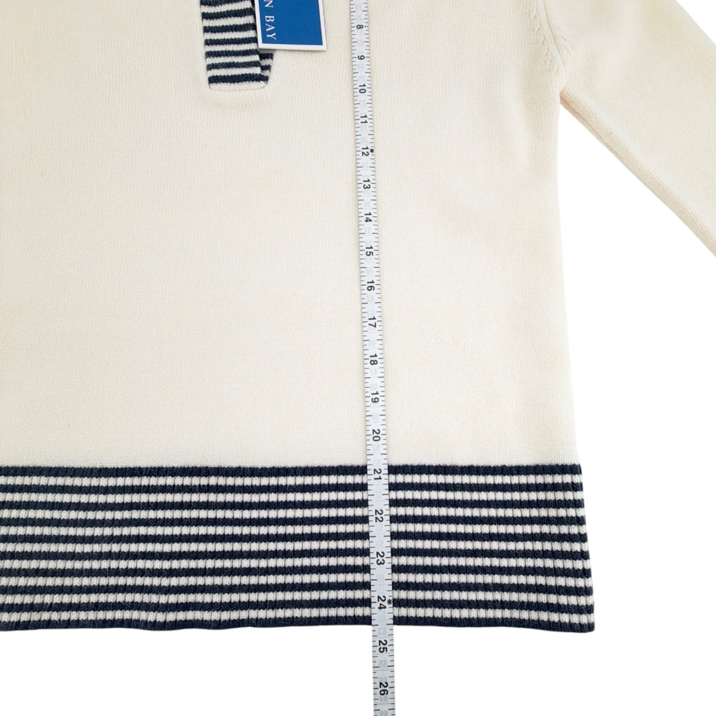 ADDISON BAY Carlyle Rugby Sweater in Cream & Navy XS
