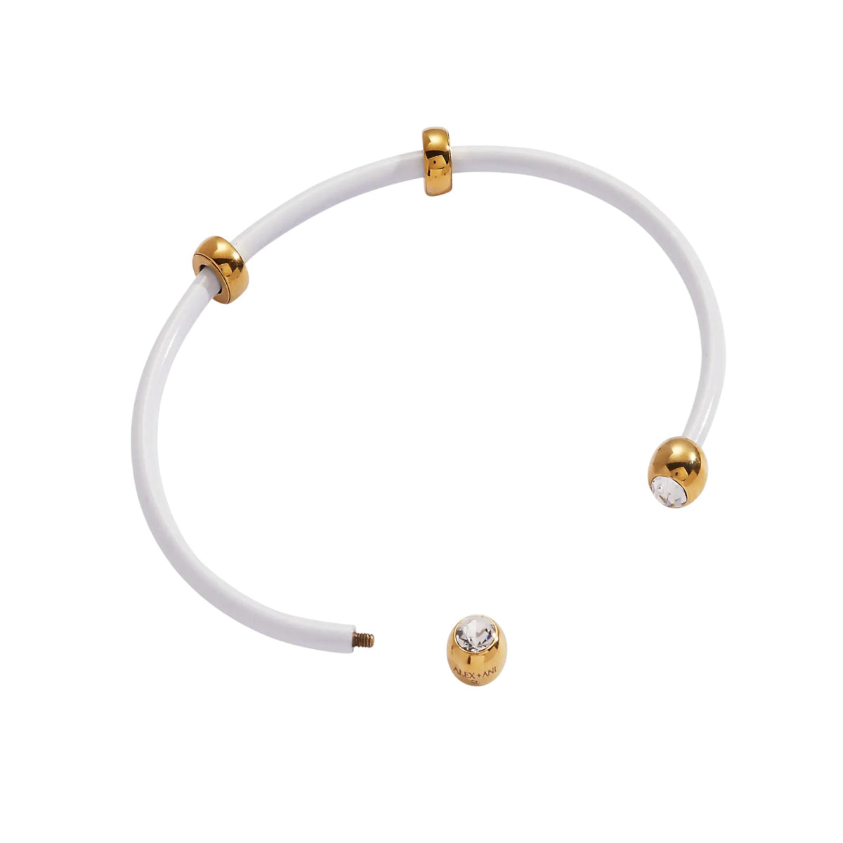 ALEX+ANI Bezel Stone Enamel Cuff White