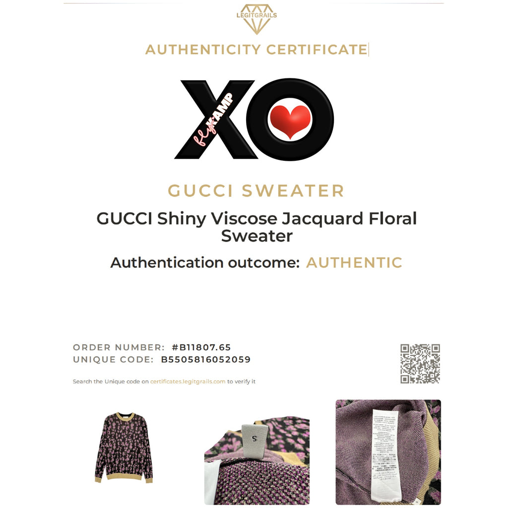 GUCCI Shiny Viscose Jacquard Floral Sweater S