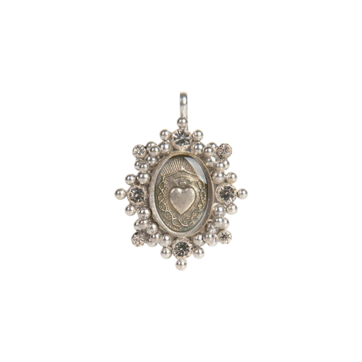 VIRGINS SAINTS & ANGELS VSA Medallion Oval Cloister Sacred Heart in Silver
