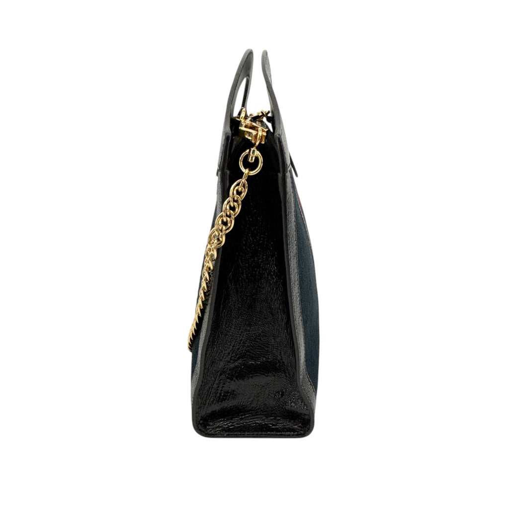 GUCCI Ophidia Cut Out Handle Bag Suede Medium in Navy