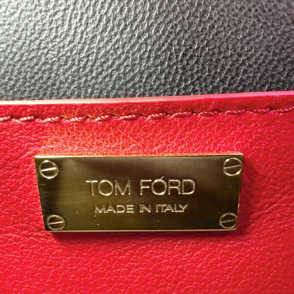 TOM FORD Cosmo T Lock Shoulder Bag in Red Leather
