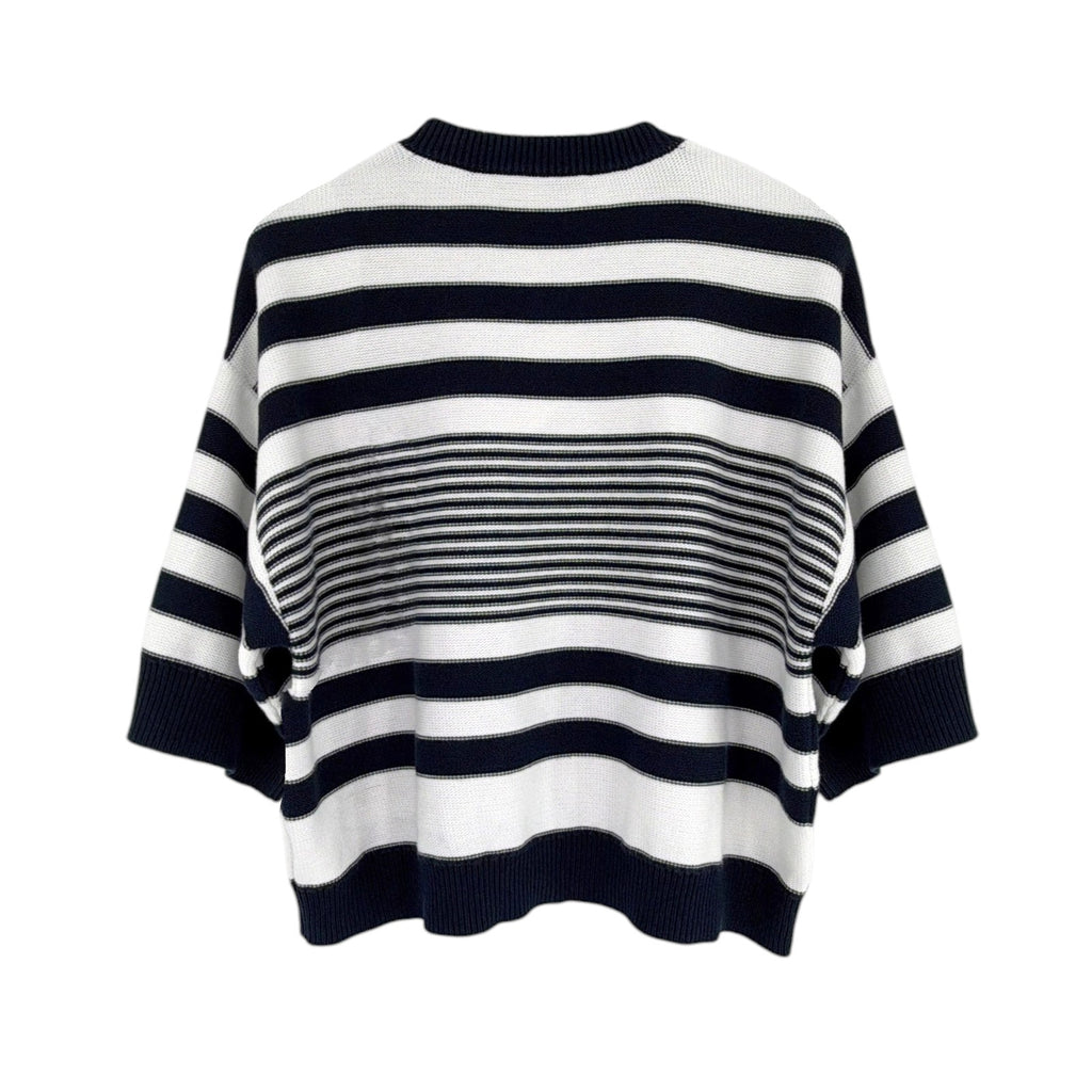 SONIA RYKIEL Pull Rayure Signature Sweater in Blue & White S