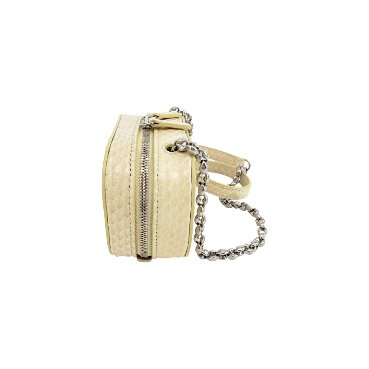 JIL SANDER Tradition Mini Snakeskin Bag with Chain in Ivory