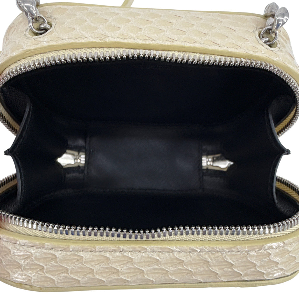 JIL SANDER Tradition Mini Snakeskin Bag with Chain in Ivory