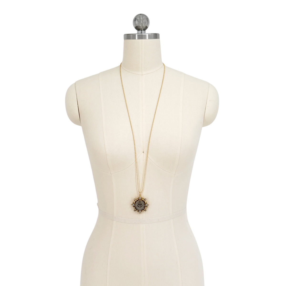 VSA Cloister Sacred Heart Charm Necklace Gold Ball Chain in Gold