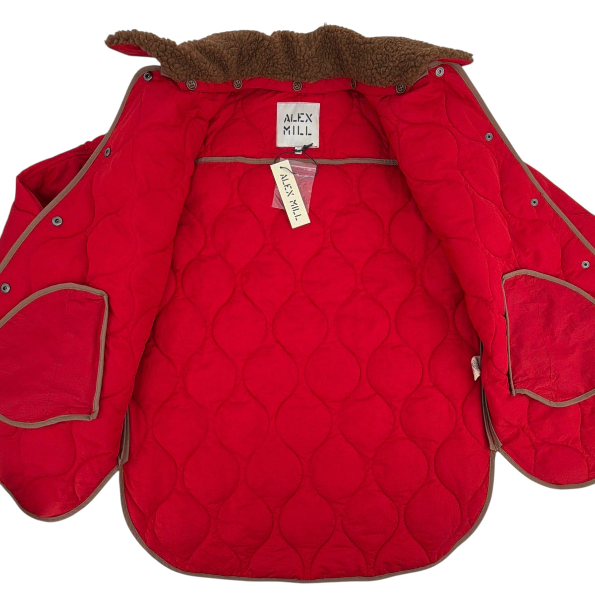 ALEX MILL Wembley Quilted Jacket In Red S