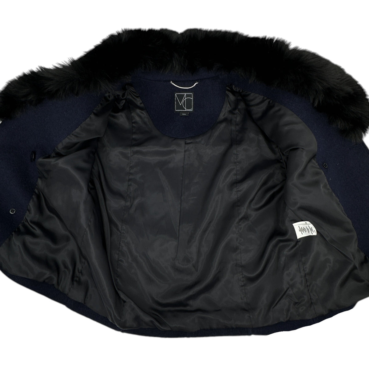 MERCER COLLECTIVE Georgia Faux Fur Collar Double-Breasted Peacoat S