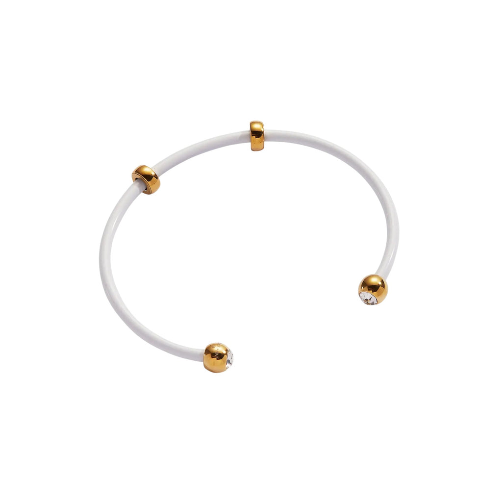 ALEX+ANI Bezel Stone Enamel Cuff White