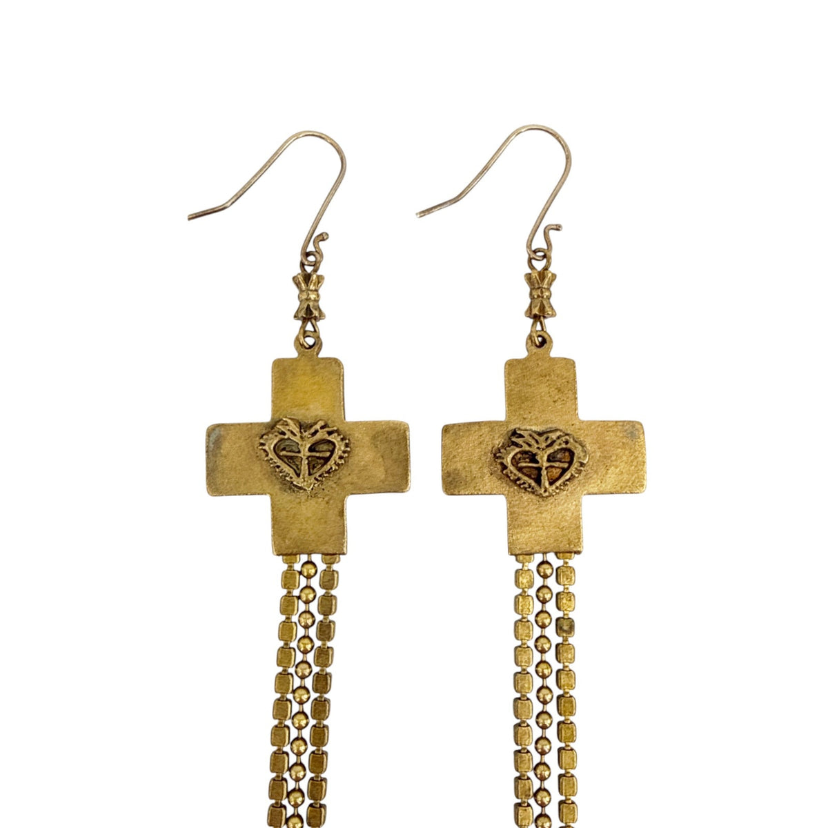 VIRGINS SAINTS & ANGELS VSA Resurrection Cross Chain Earrings in Gold & Blue