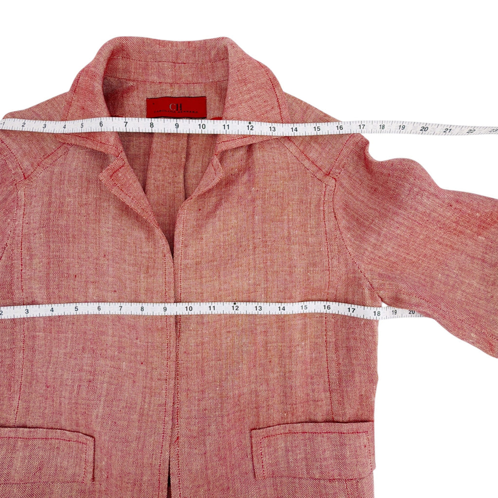 CAROLINA HERRERA Cropped Open Front Silk Blend Jacket in Red 4|S