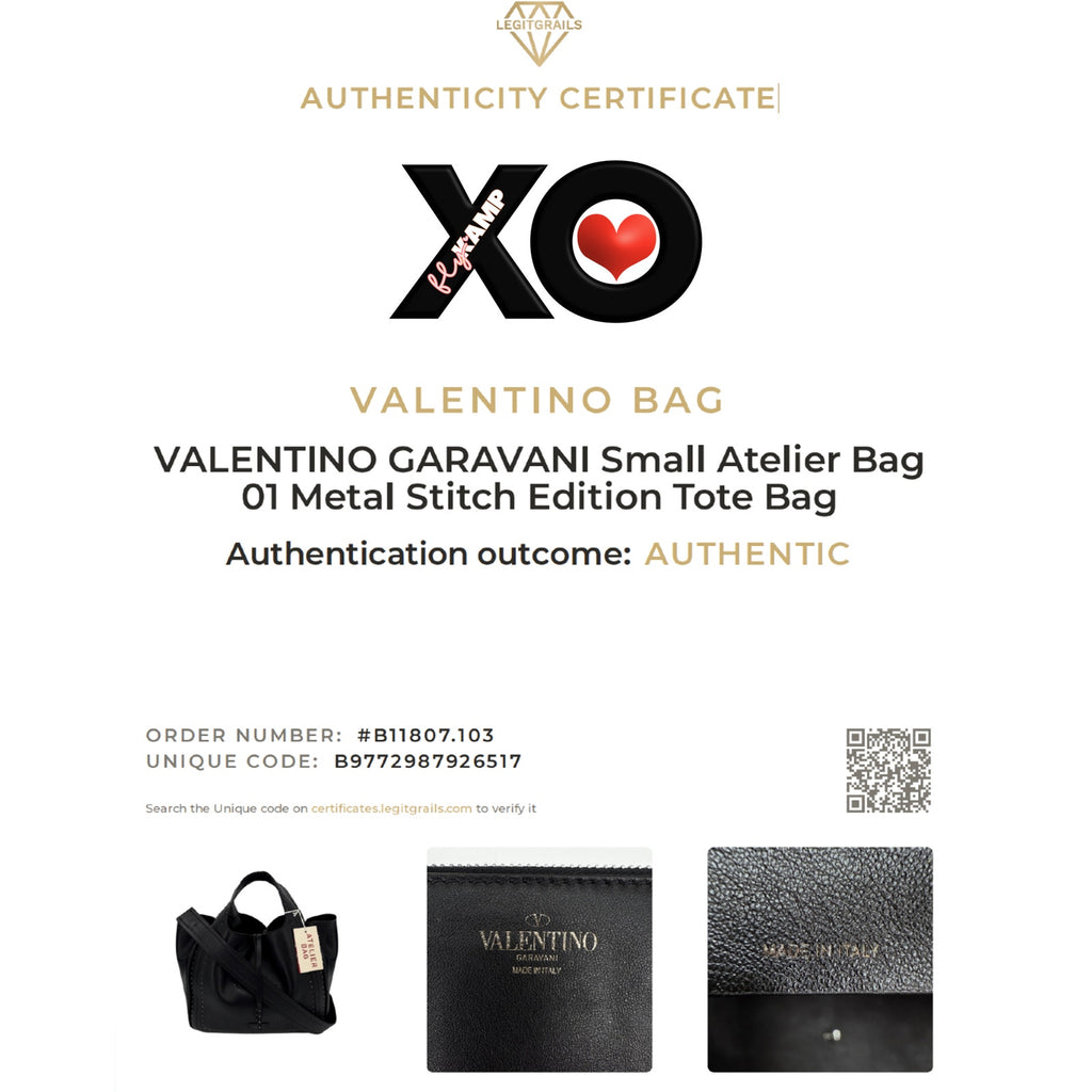 VALENTINO GARAVANI Small Atelier Bag 01 Metal Stitch Edition Tote Bag In Black
