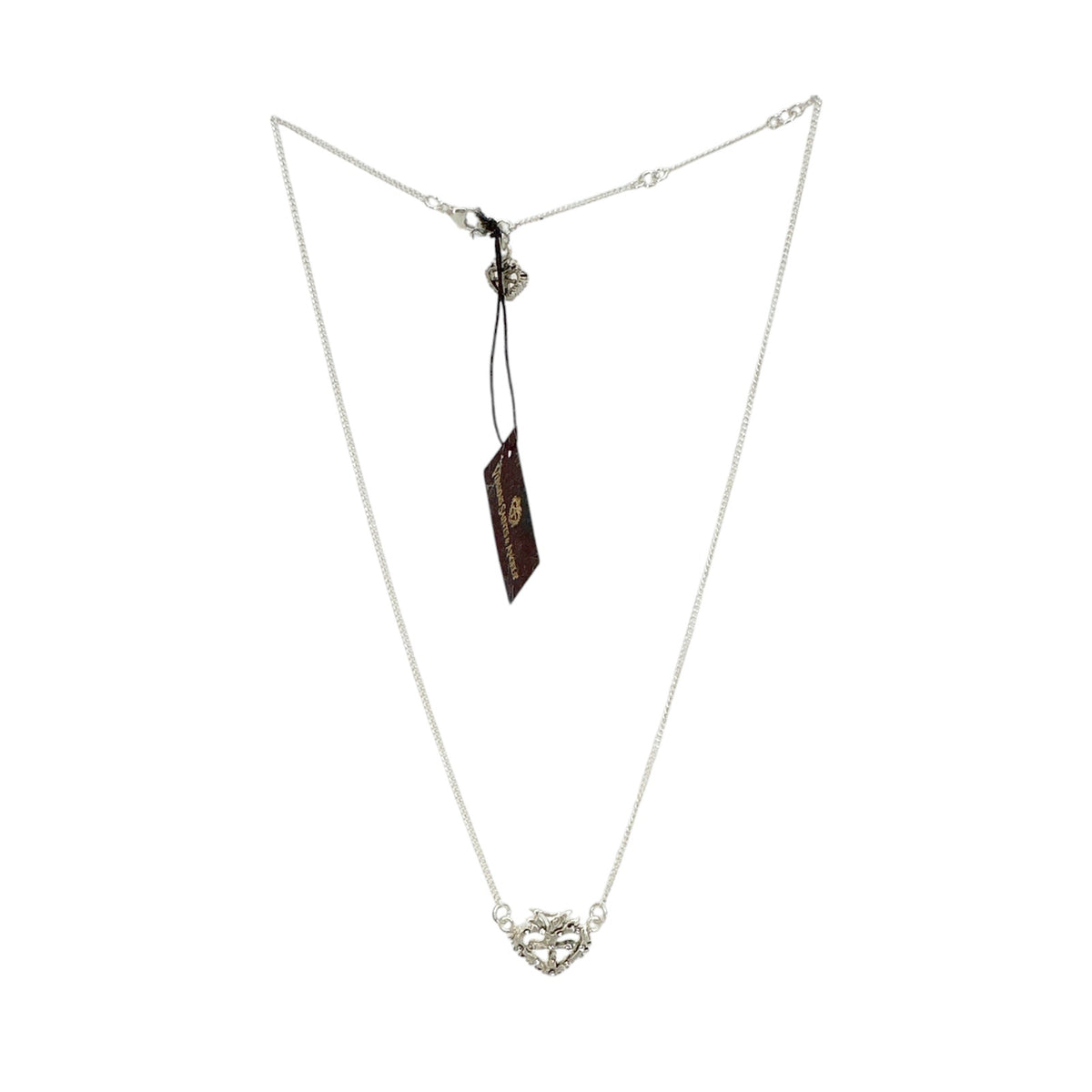 VSA Queen of Hearts Petite Logo Necklace Silver