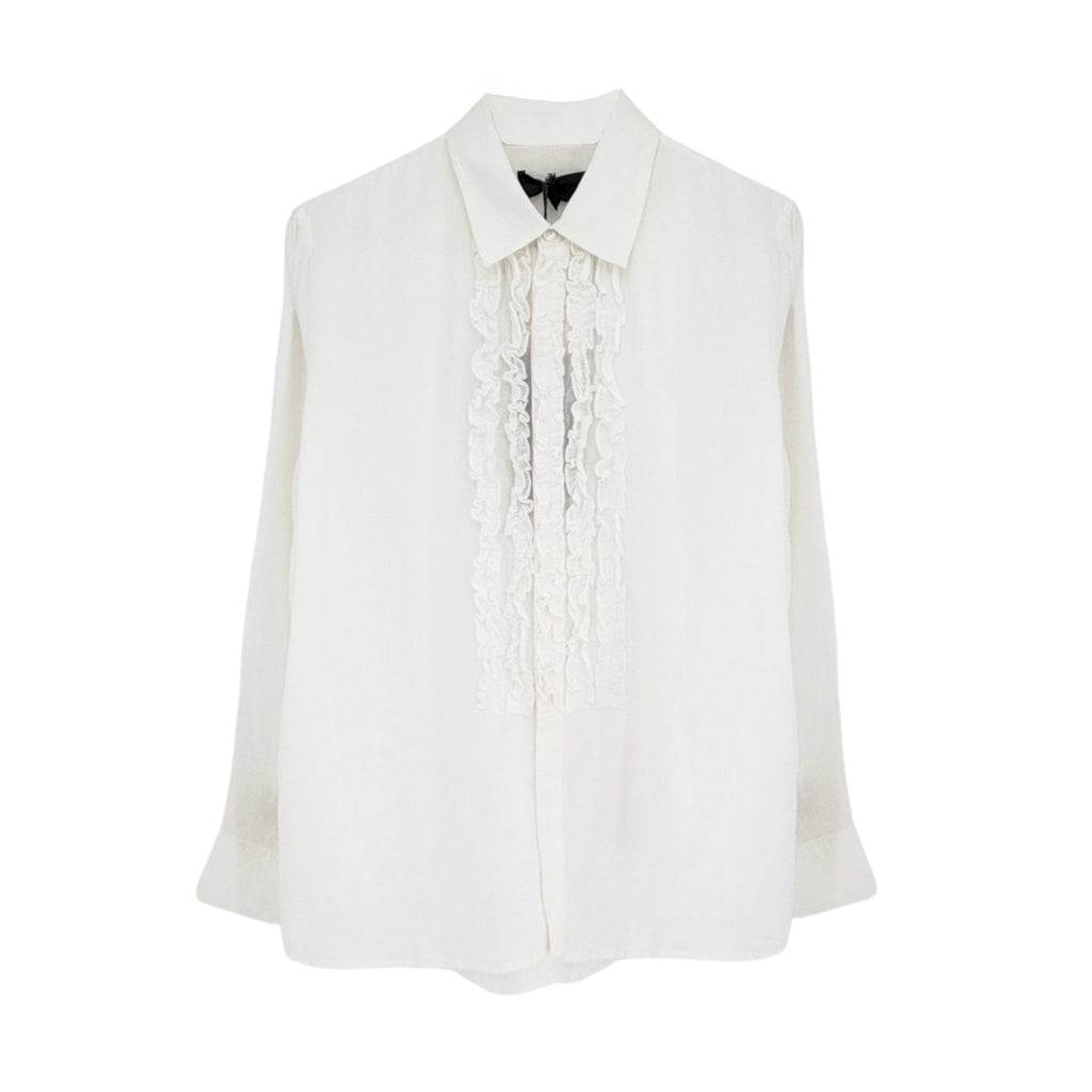 NILI LOTAN Nathael Ruffle Shirt in Ivory S