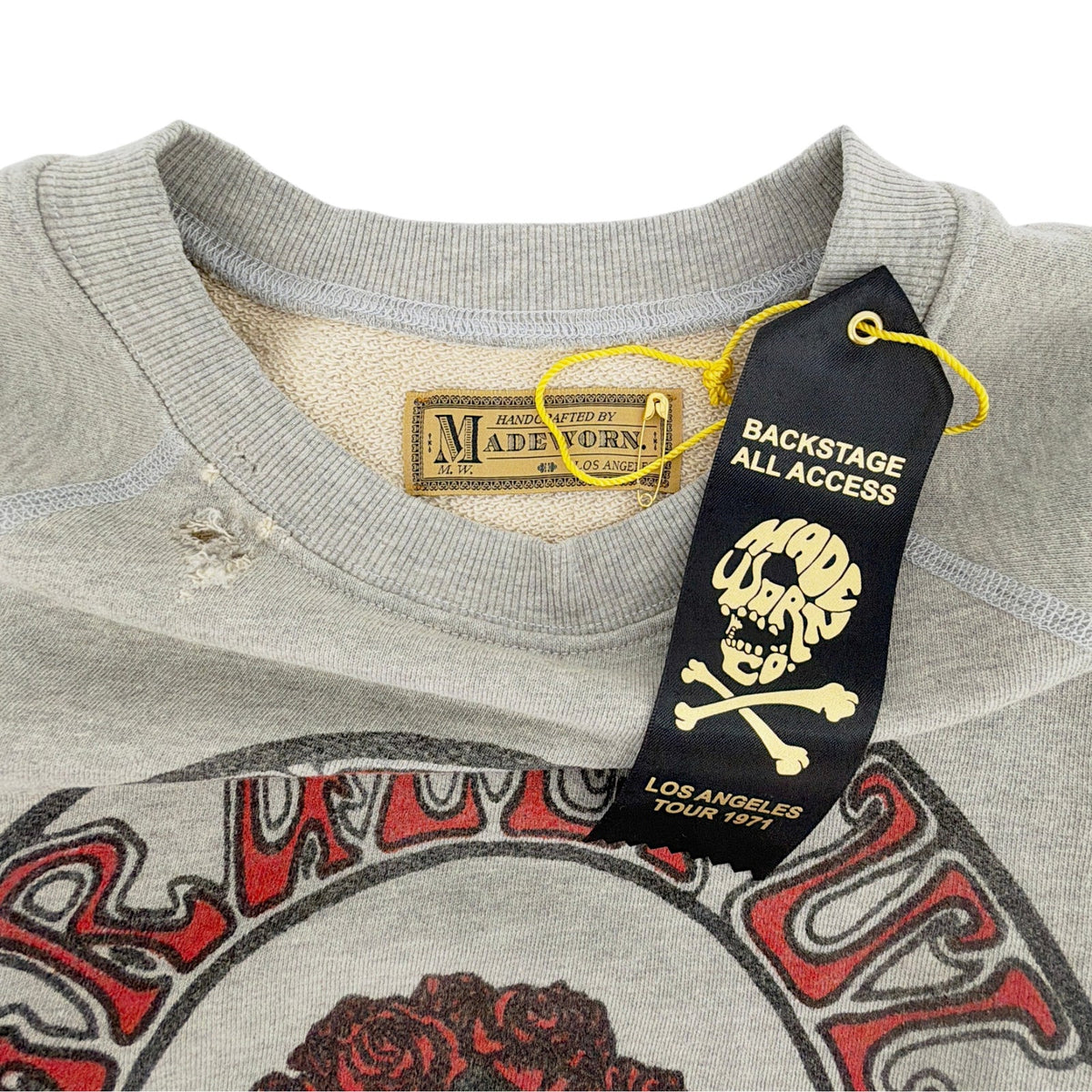 MADEWORN Grateful Dead Sugar Magnolia Shrunken Sweatshirt in Heather M