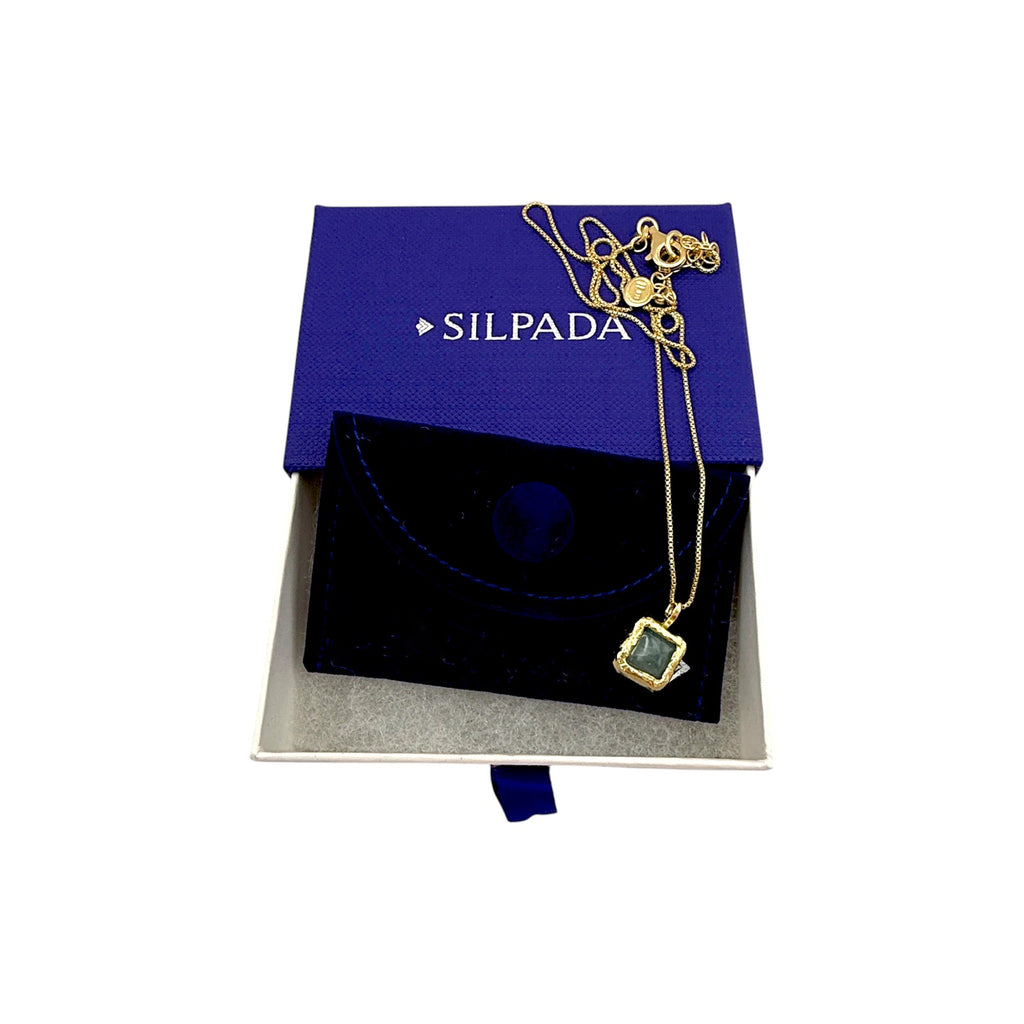 SILPADA Mediterra Natural Aquamarine Necklace in 14K Gold-Plated Sterling Silver