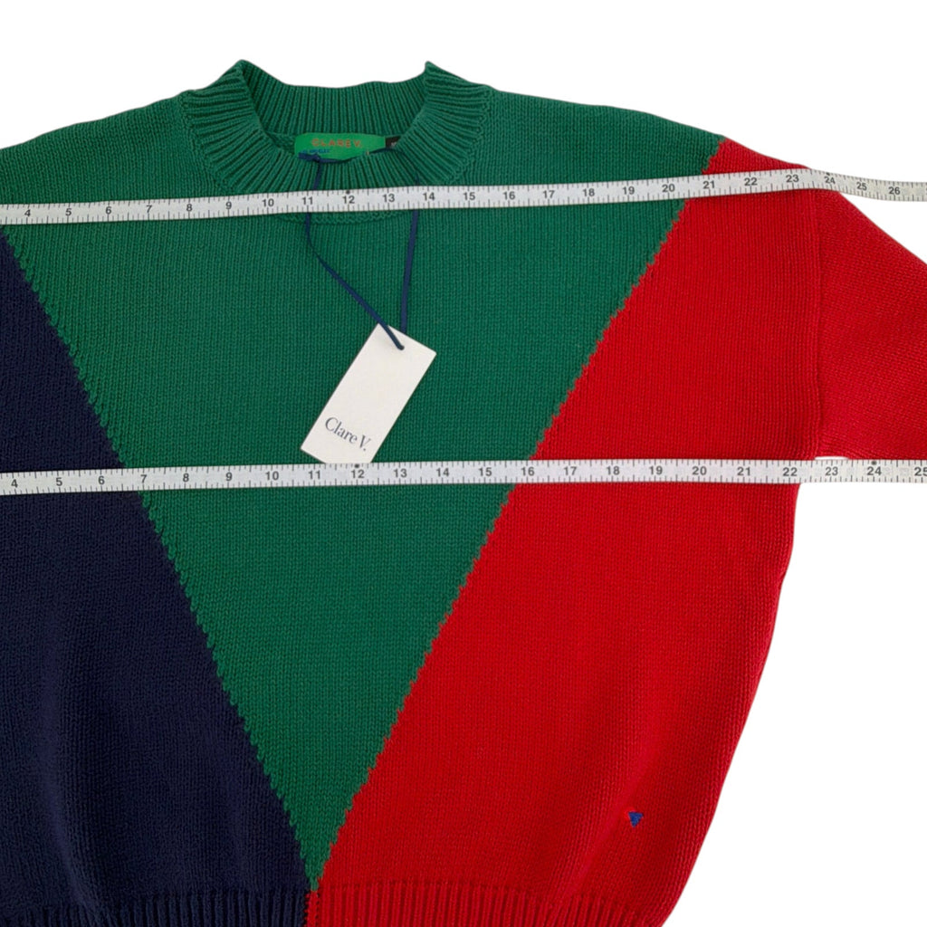 CLARE V. Colorblock Drop Shoulder Sweater XS